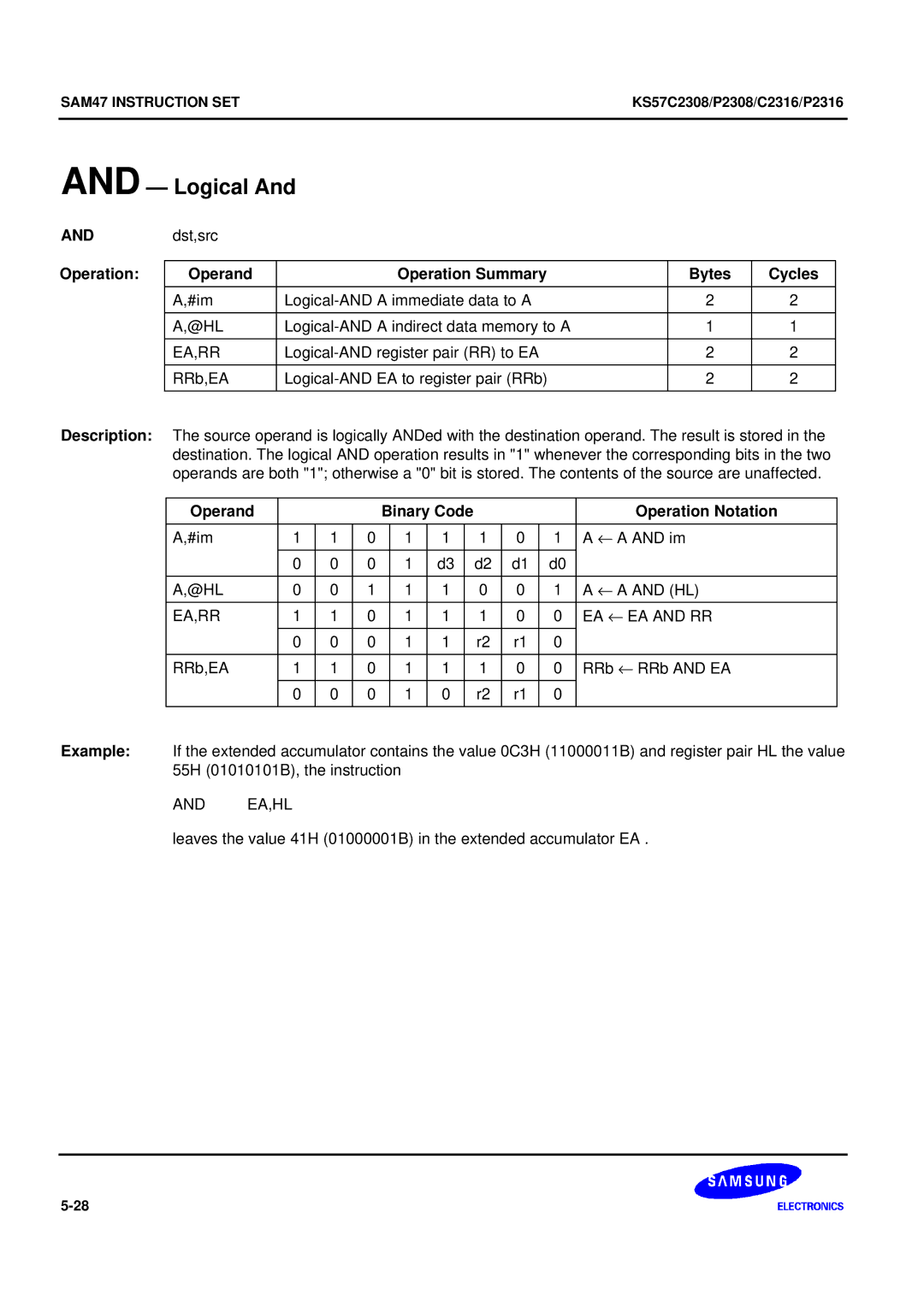 Samsung KS57C2308 manual Logical, EA,RR EA ← EA and RR 