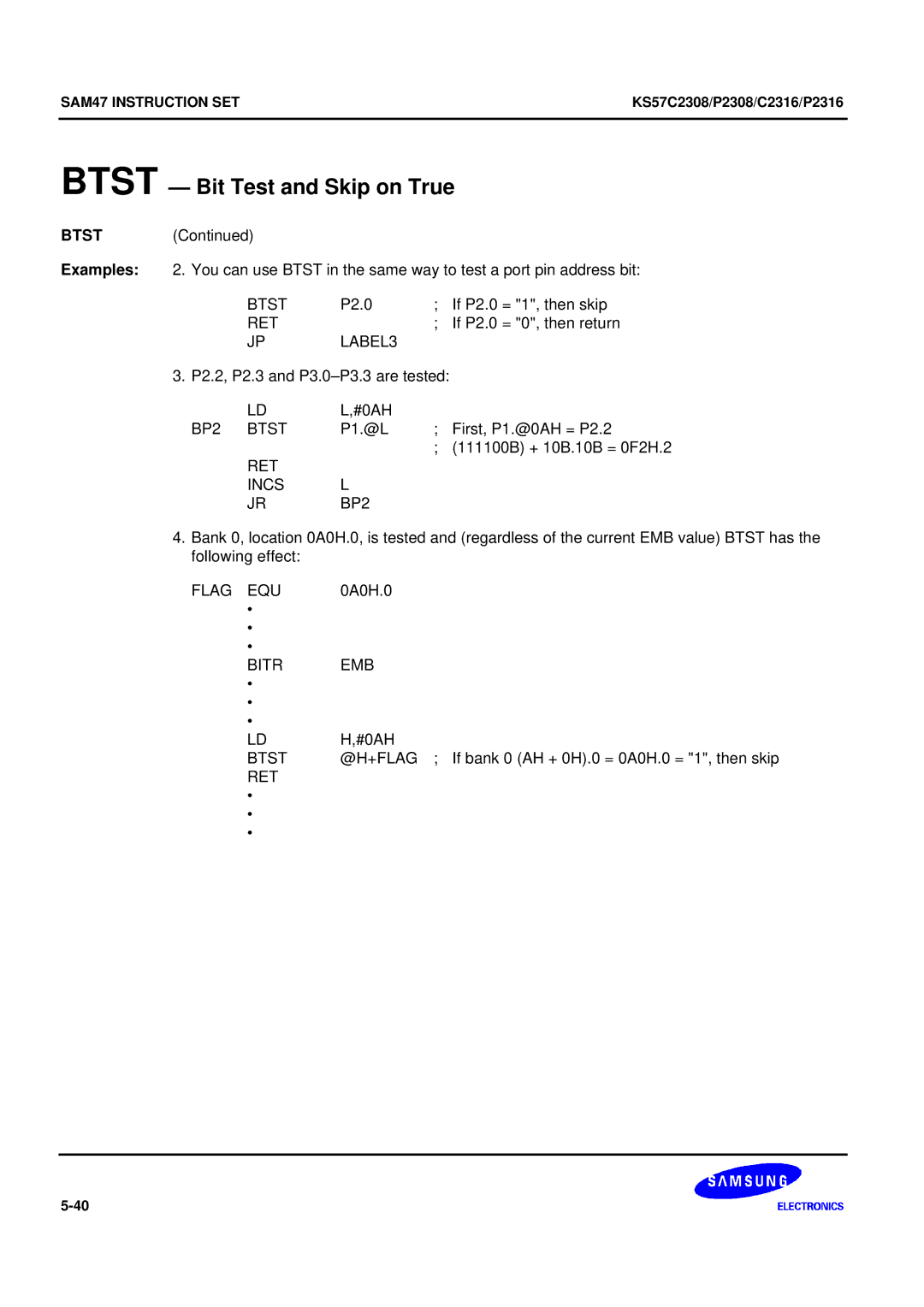 Samsung KS57C2308 manual LABEL3, BP2 Btst 