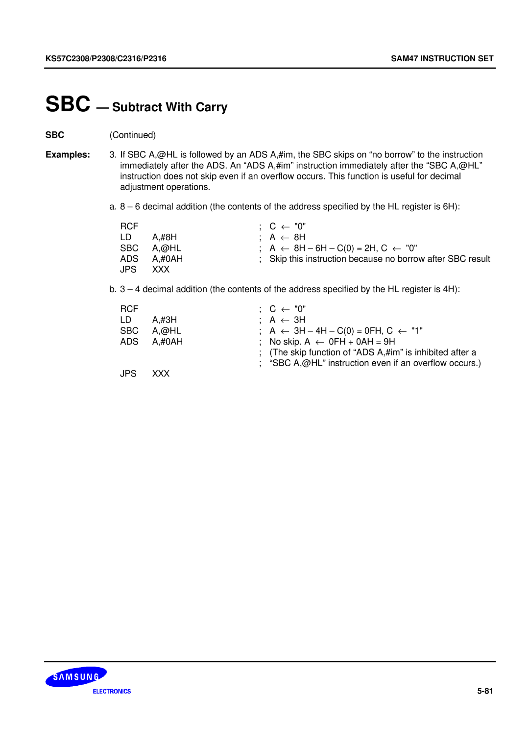 Samsung KS57C2308 manual #8H 