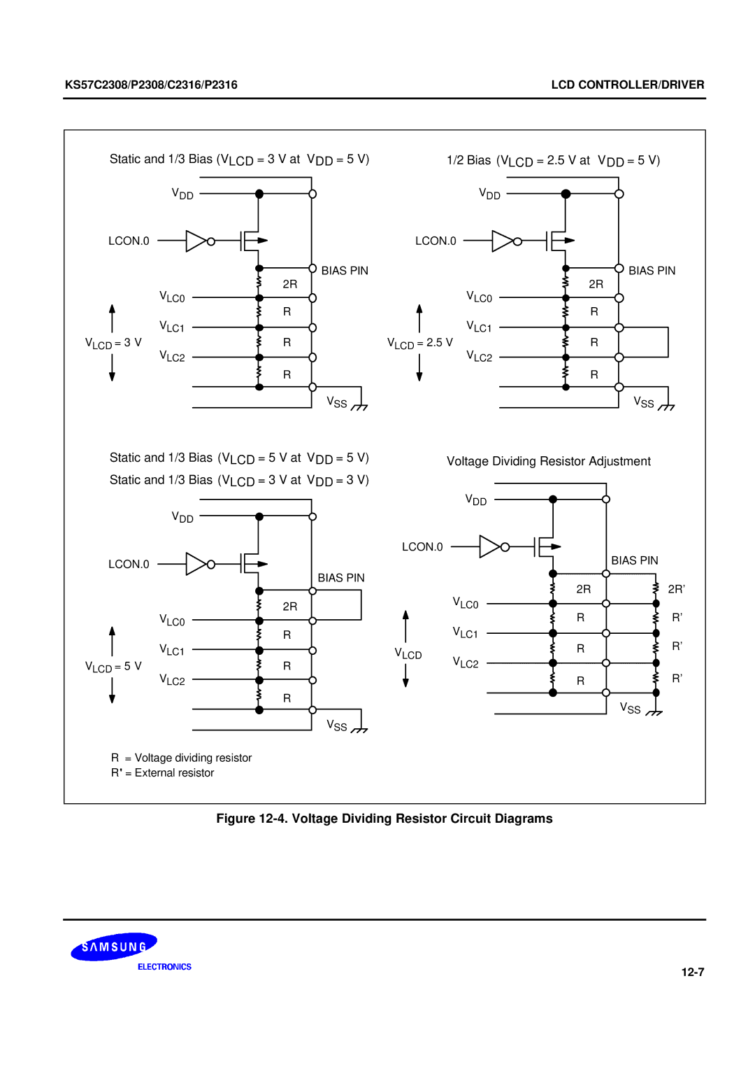 Samsung KS57C2308 manual Voltage Dividing Resistor Circuit Diagrams 