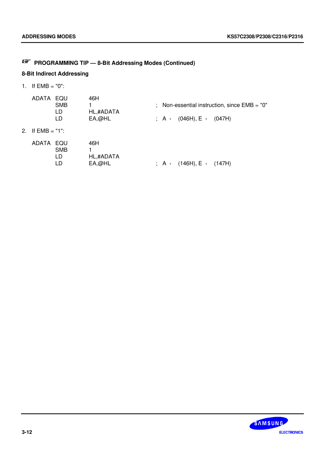 Samsung KS57C2308 manual Smb Hl,#Adata Ea,@Hl 