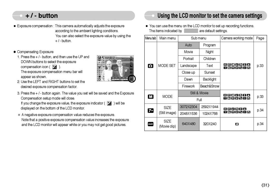 Samsung L Series manual Mode SET, Size 