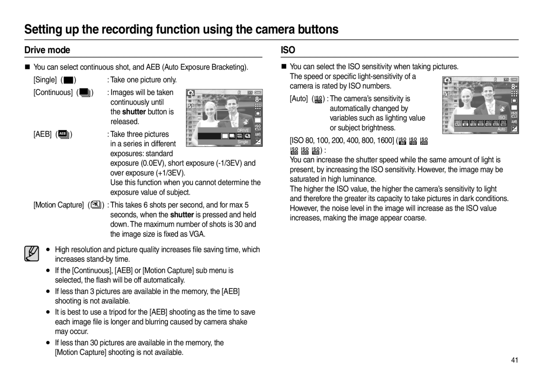 Samsung L100 manual Drive mode 