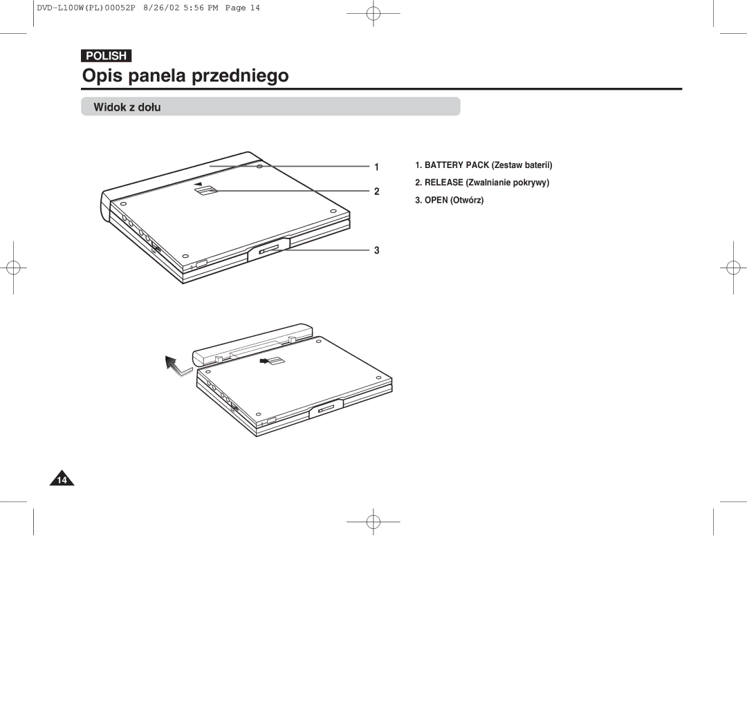 Samsung L100W manual Widok z do¸u 