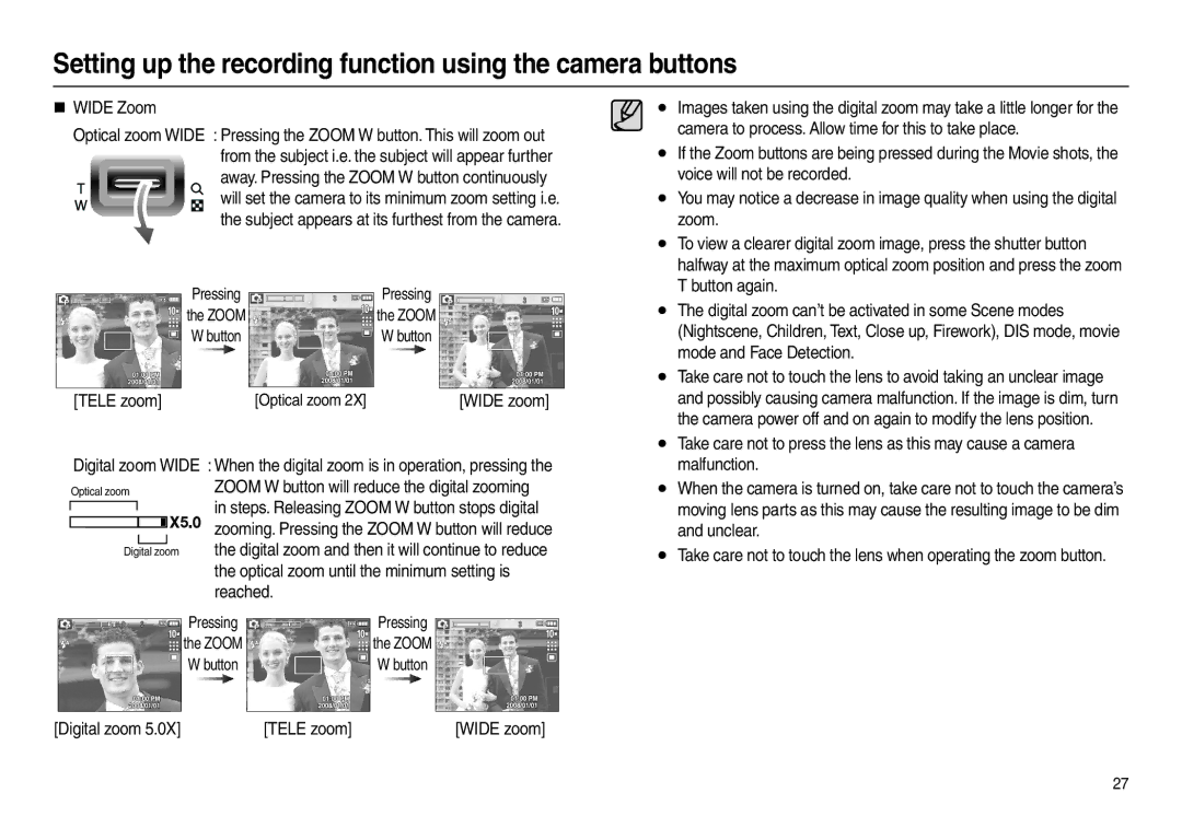 Samsung L200 manual Tele zoom 