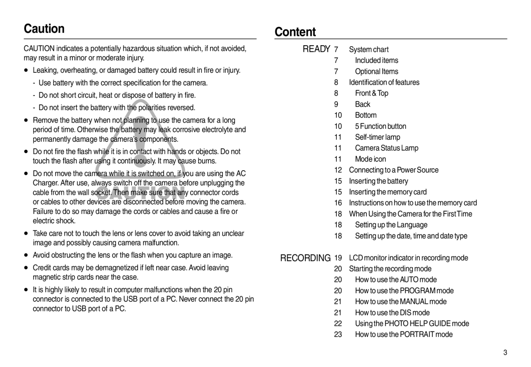 Samsung L200 manual Content 