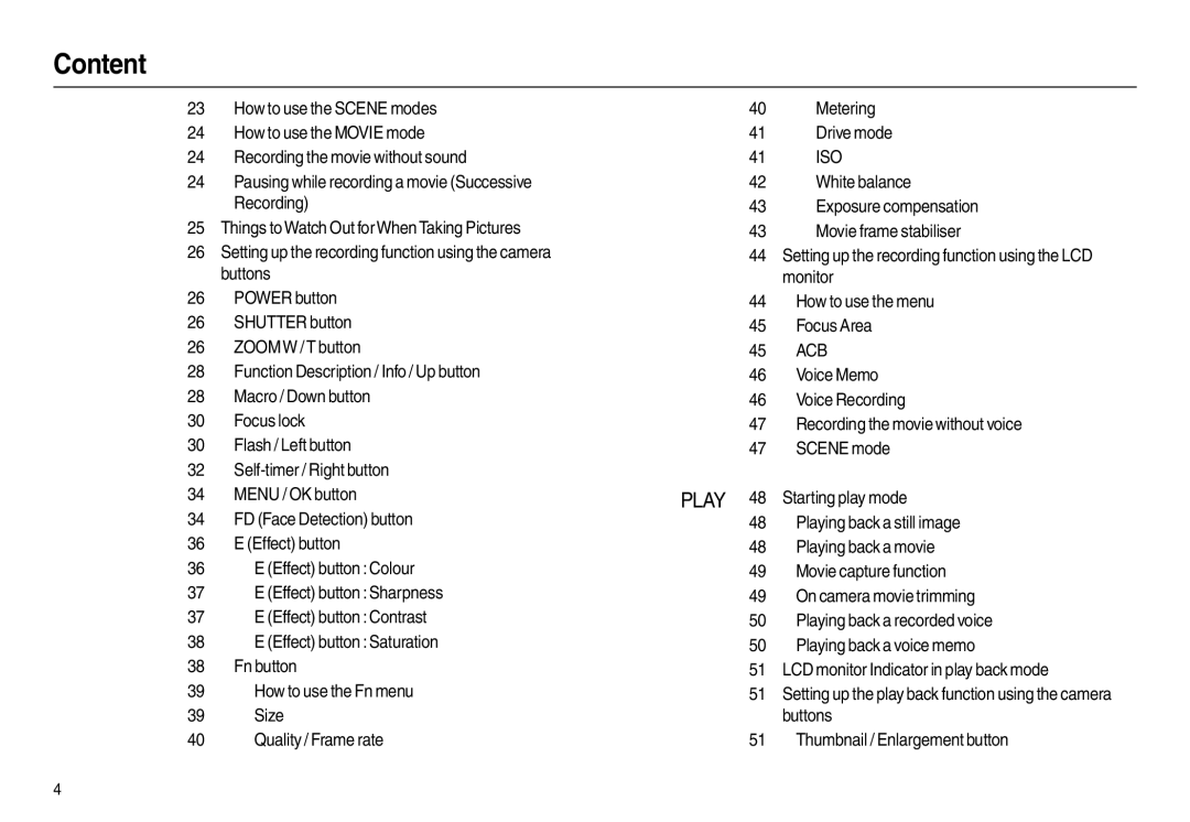 Samsung L200 manual Content 