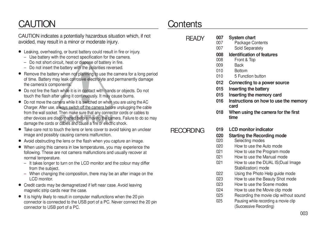 Samsung L310W manual Contents 