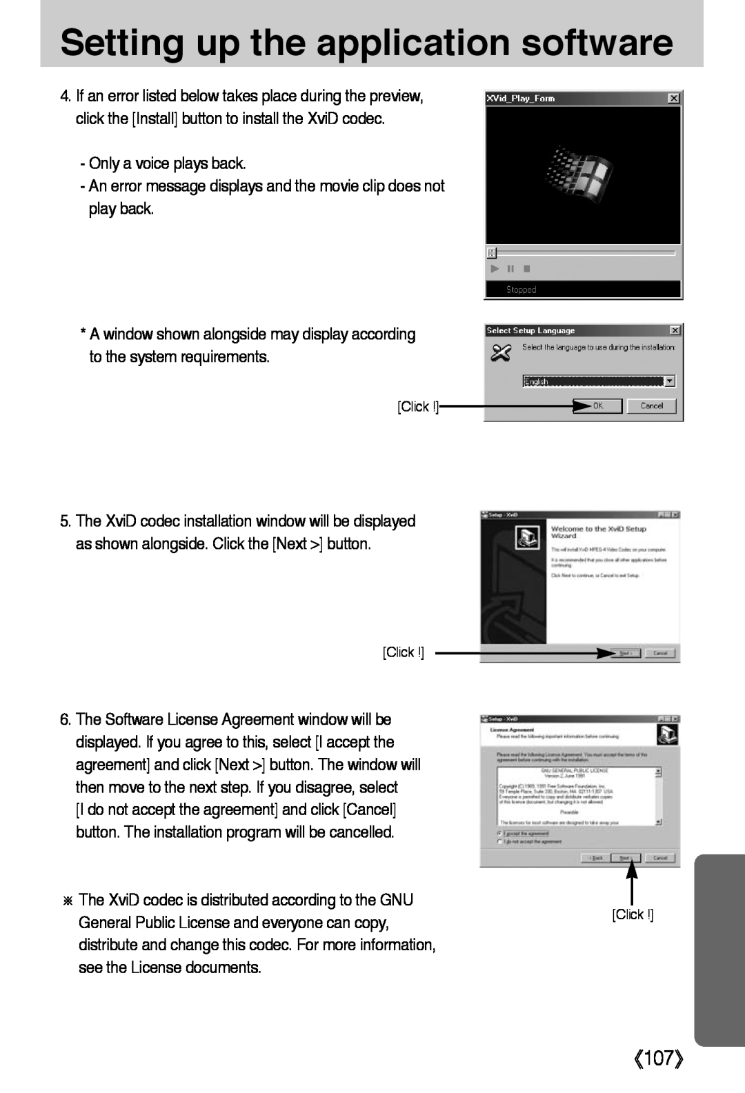 Samsung L50 user manual 《107》, Setting up the application software 