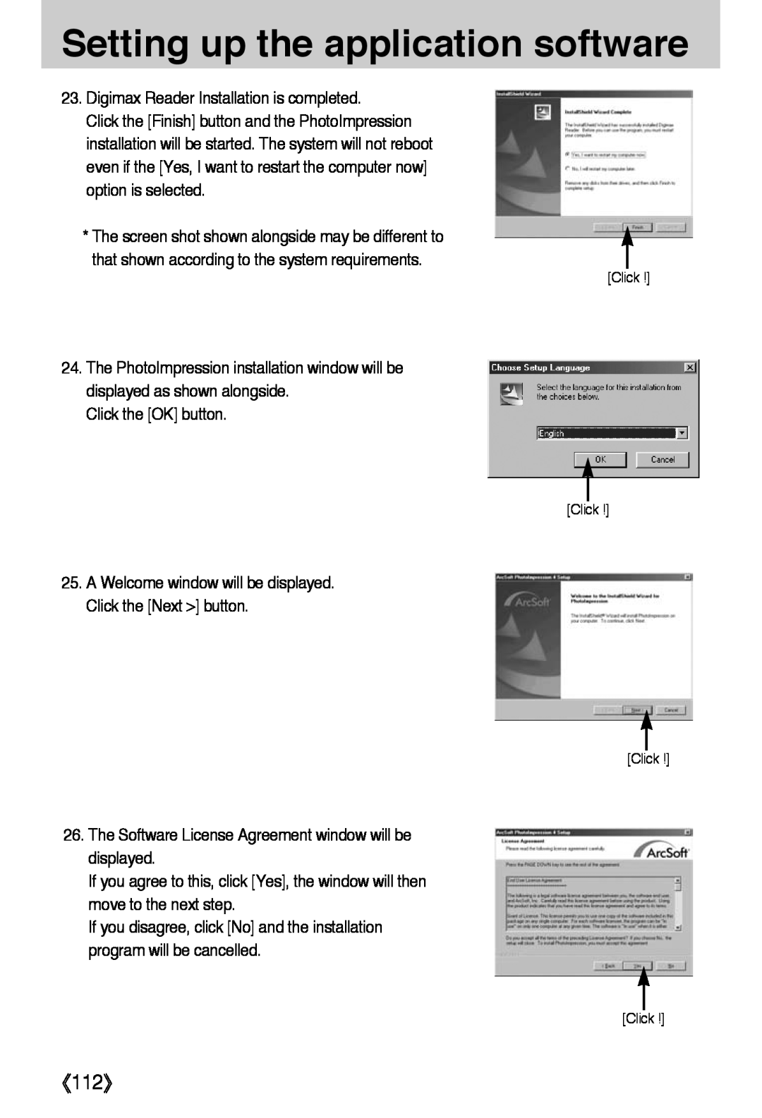 Samsung L50 user manual 《112》, Setting up the application software 