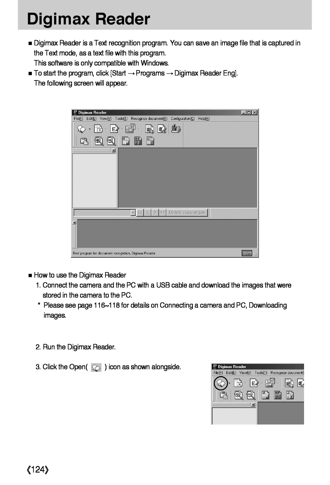 Samsung L50 user manual Digimax Reader, 《124》 