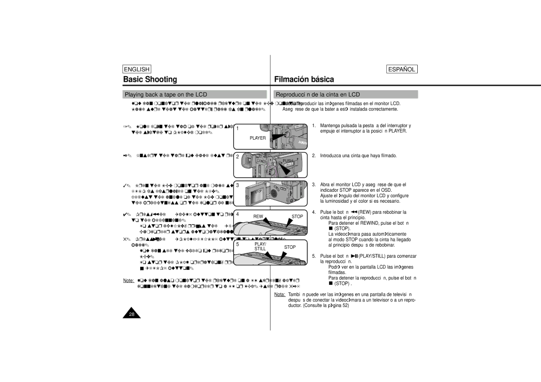 Samsung L650, L630 manual Player, REW Stop, Still 