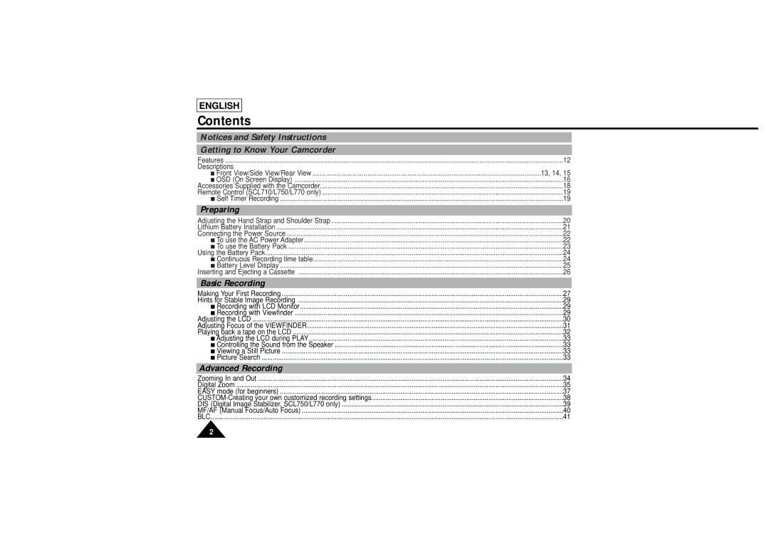 Samsung L750, L710 manual Contents 