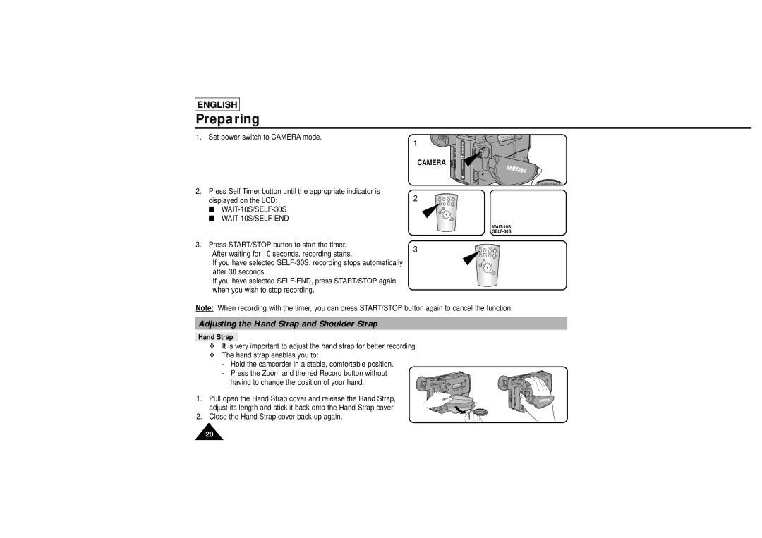 Samsung L750, L710 manual Preparing, Adjusting the Hand Strap and Shoulder Strap, Camera 