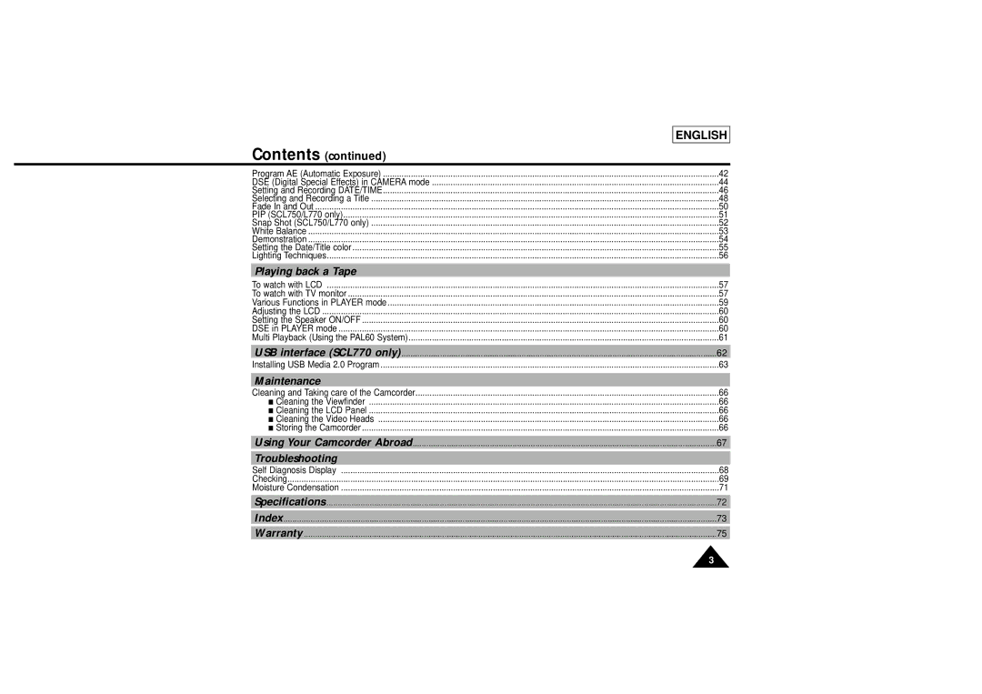 Samsung L710, L750 manual Playing back a Tape, Maintenance, Troubleshooting 