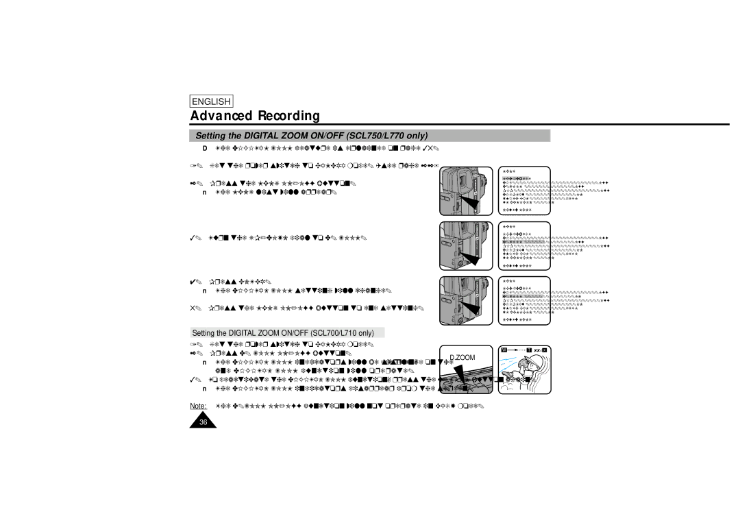 Samsung manual Setting the Digital Zoom ON/OFF SCL750/L770 only, Setting the Digital Zoom ON/OFF SCL700/L710 only 