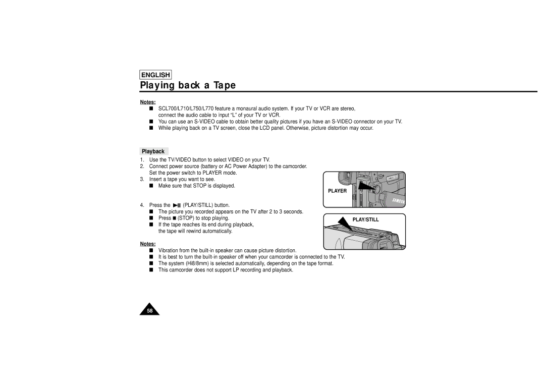 Samsung L750, L710 manual Playback, Player 