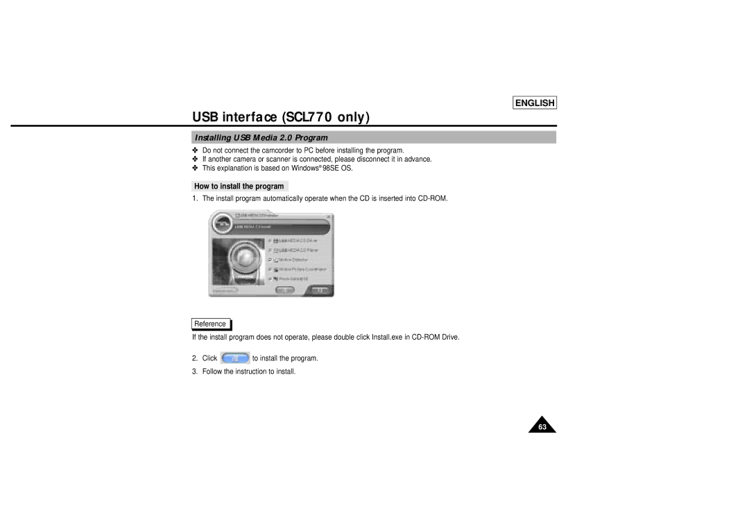 Samsung L710, L750 manual Installing USB Media 2.0 Program, How to install the program 