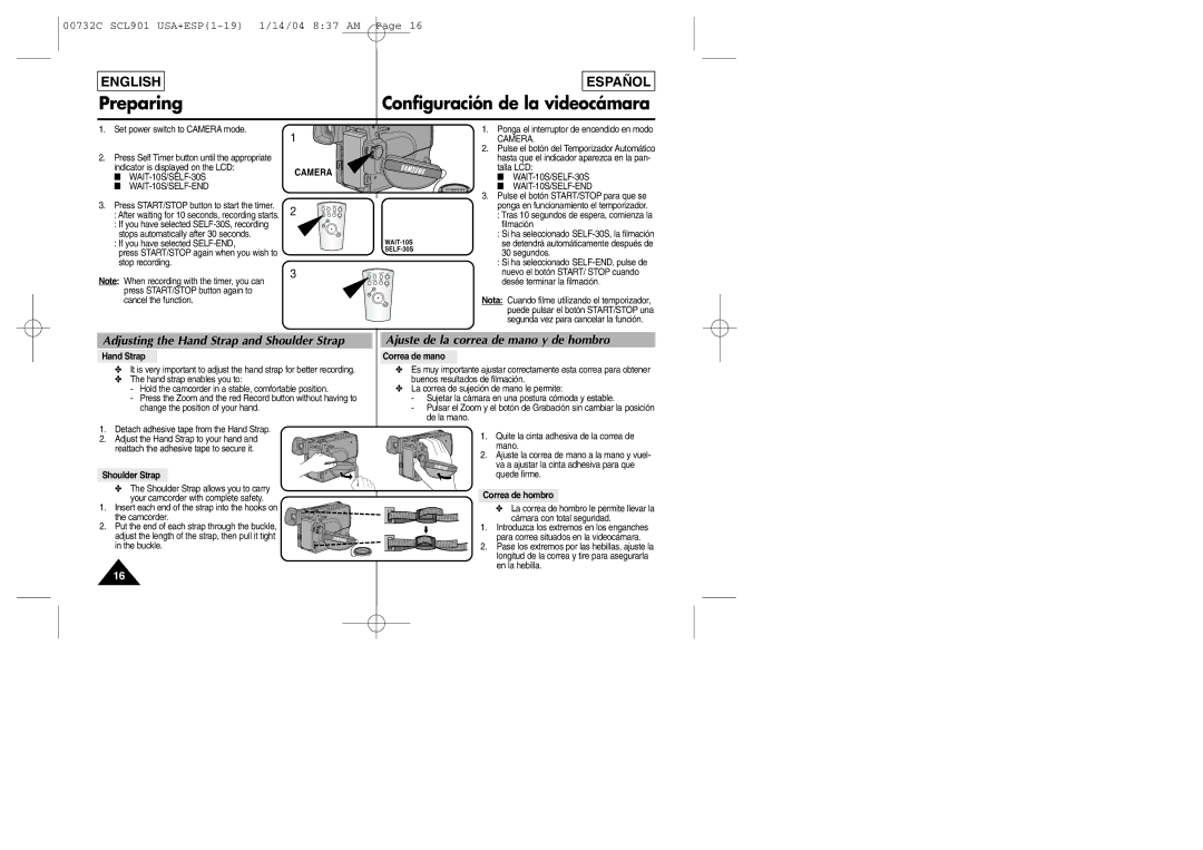 Samsung L906, L907, L903 manual Preparing, Configuración de la videocámara 