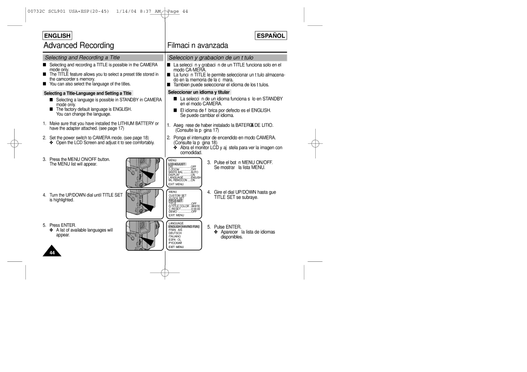 Samsung L903, L907, L906 manual Selecting and Recording a Title 