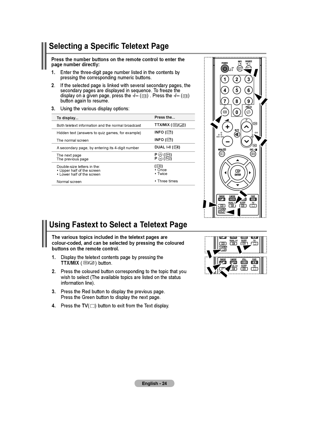 Samsung LA19R7 manual Selecting a Specific Teletext, Using Fastext to Select a Teletext 