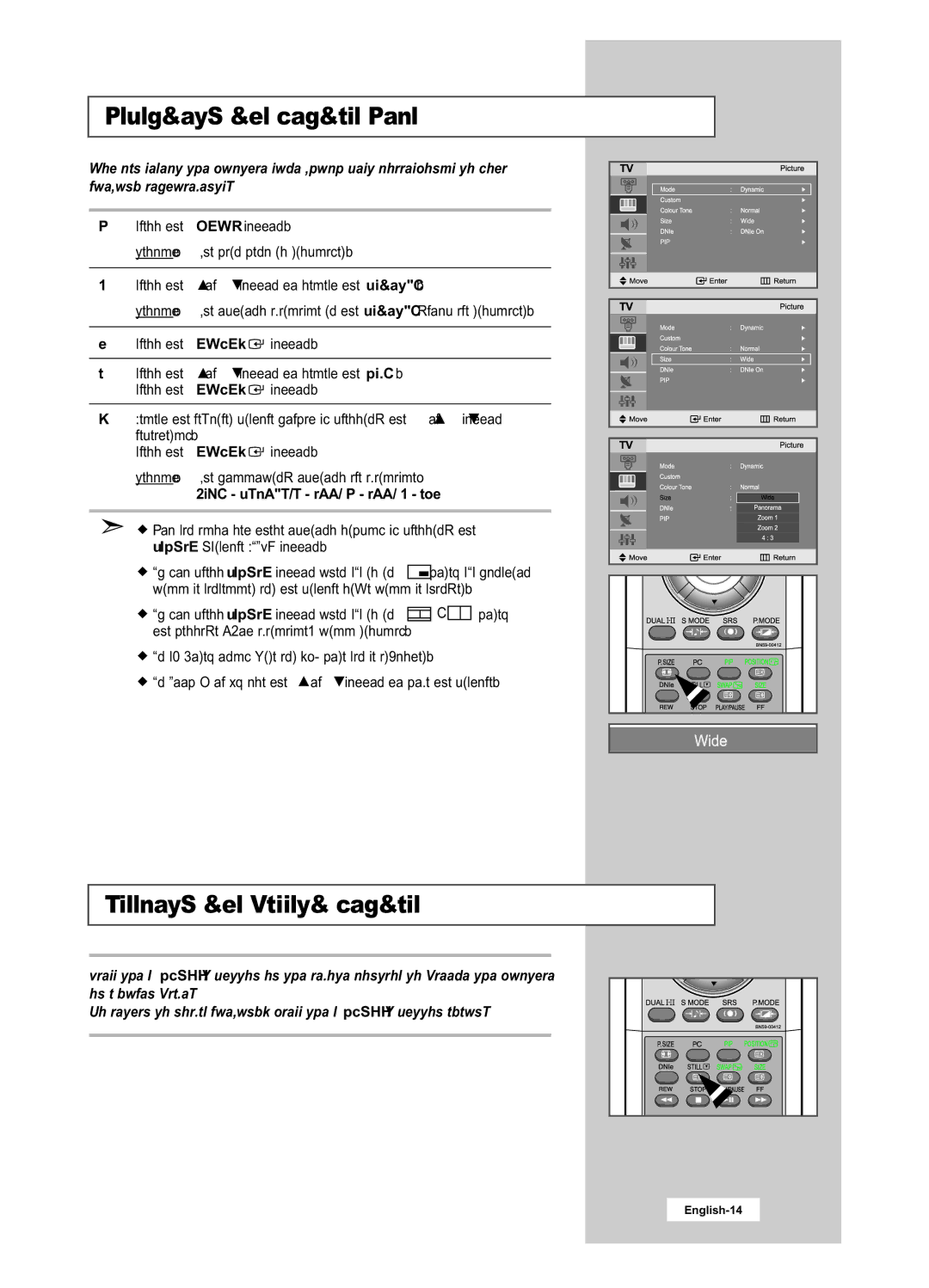 Samsung LA22N21B manual Selecting the Picture Size, Freezing the Current Picture, Wide Panorama Zoom 1 Zoom 2 