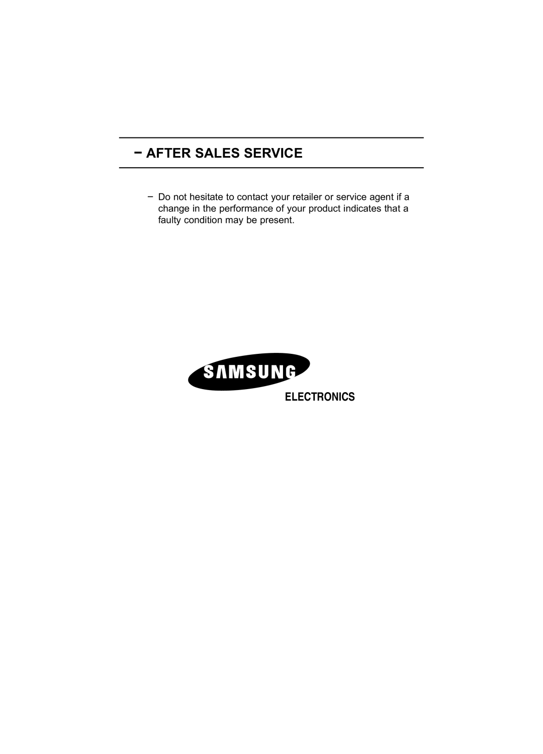 Samsung LA22N21B manual After Sales Service, Electronics 