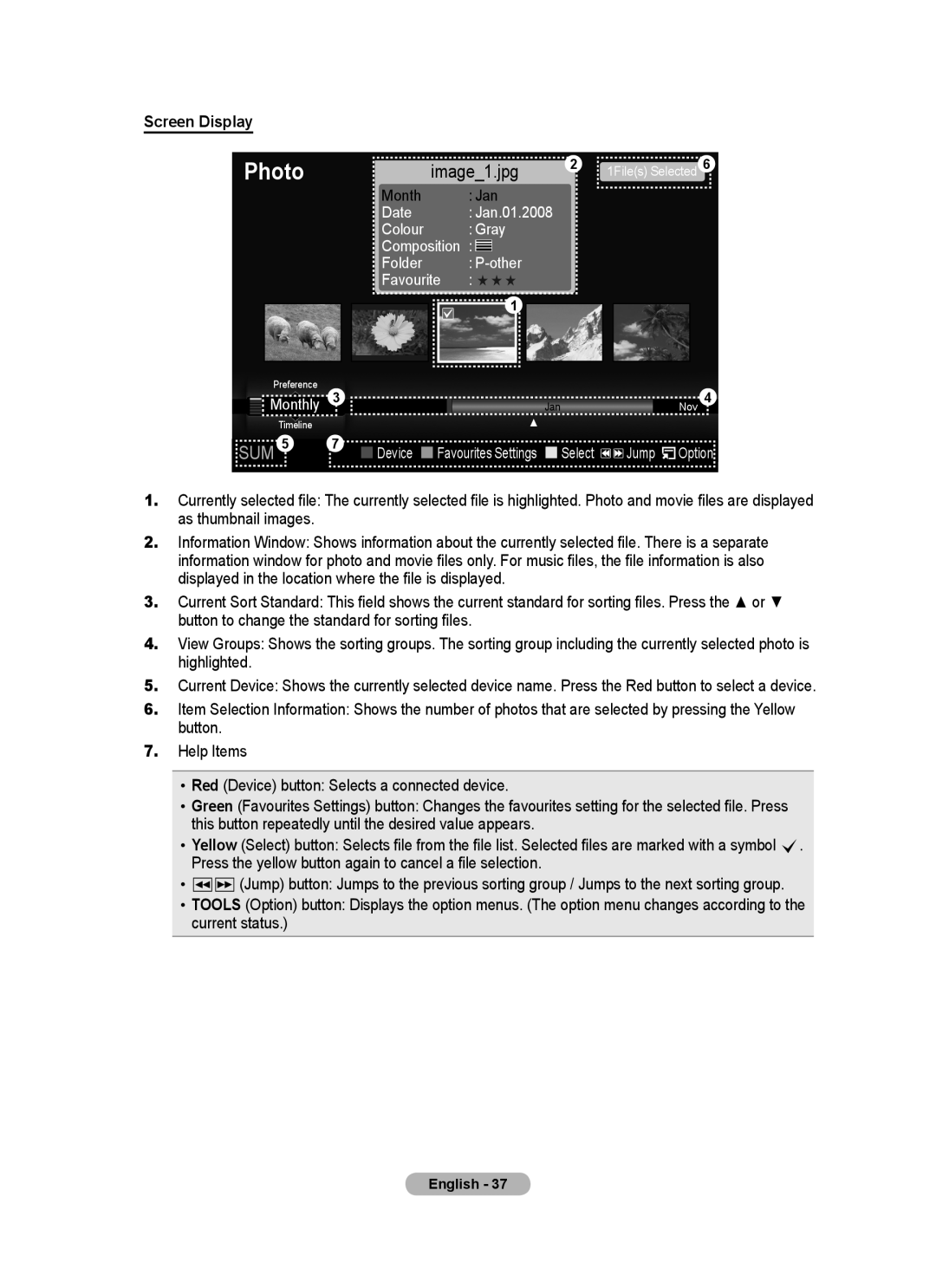 Samsung LA40A750R1R, LA52A750R1R, LA46A750R1R user manual Photo, Screen Display 