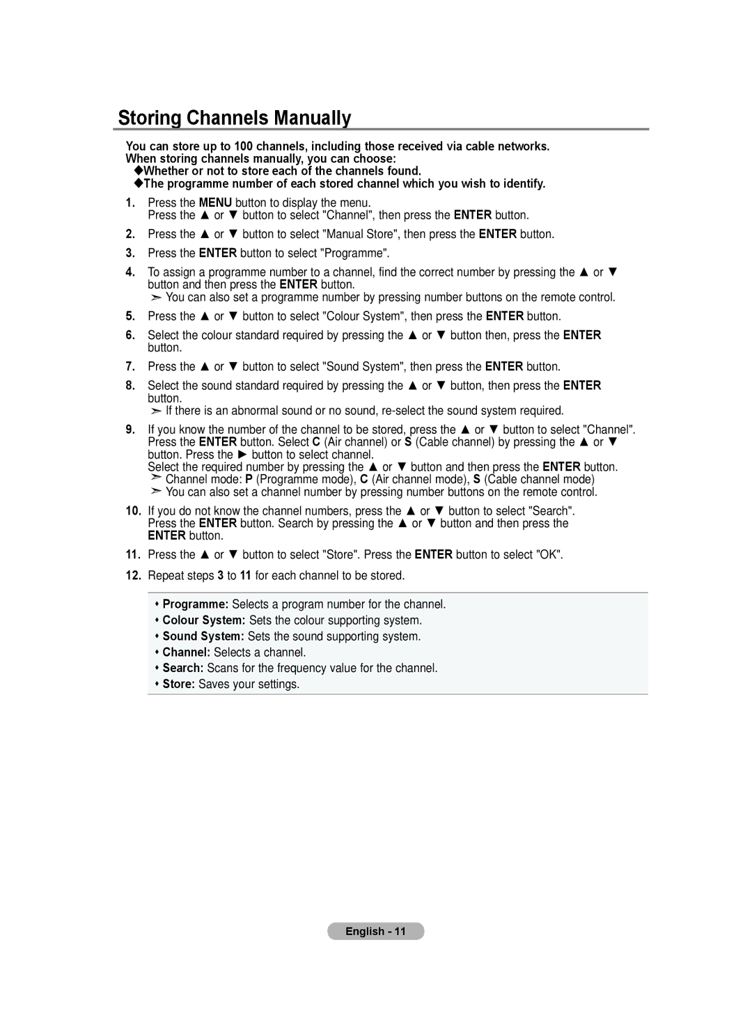 Samsung LA32R7, LA40R7, LA26R7 manual Storing Channels Manually 