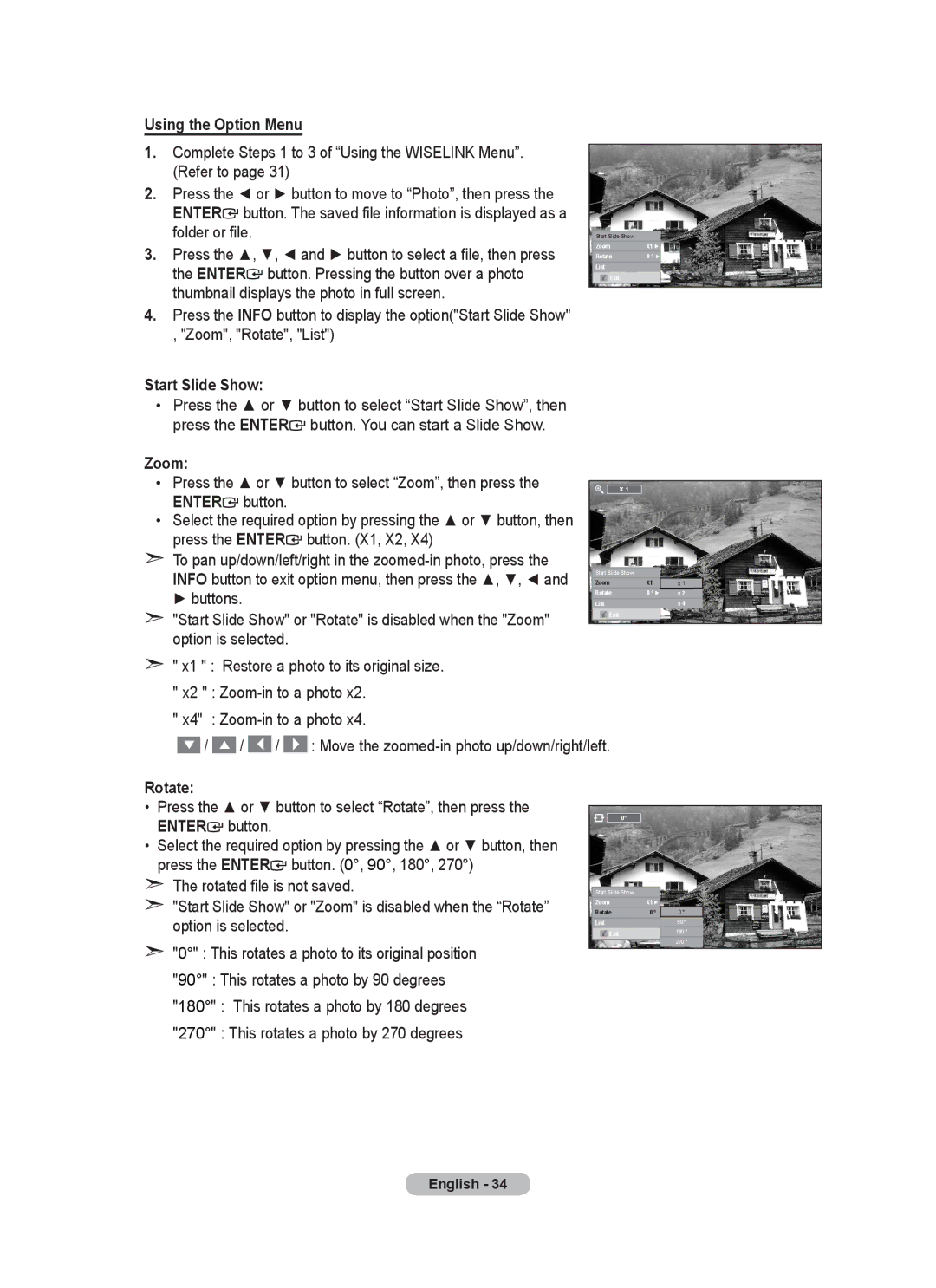 Samsung LA46A650A1R user manual Folder or file, Enter button. Pressing the button over a photo, Buttons, Option is selected 