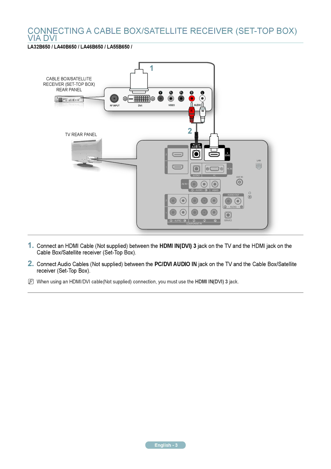 Samsung quick start LA32B650 / LA40B650 / LA46B650 / LA55B650 