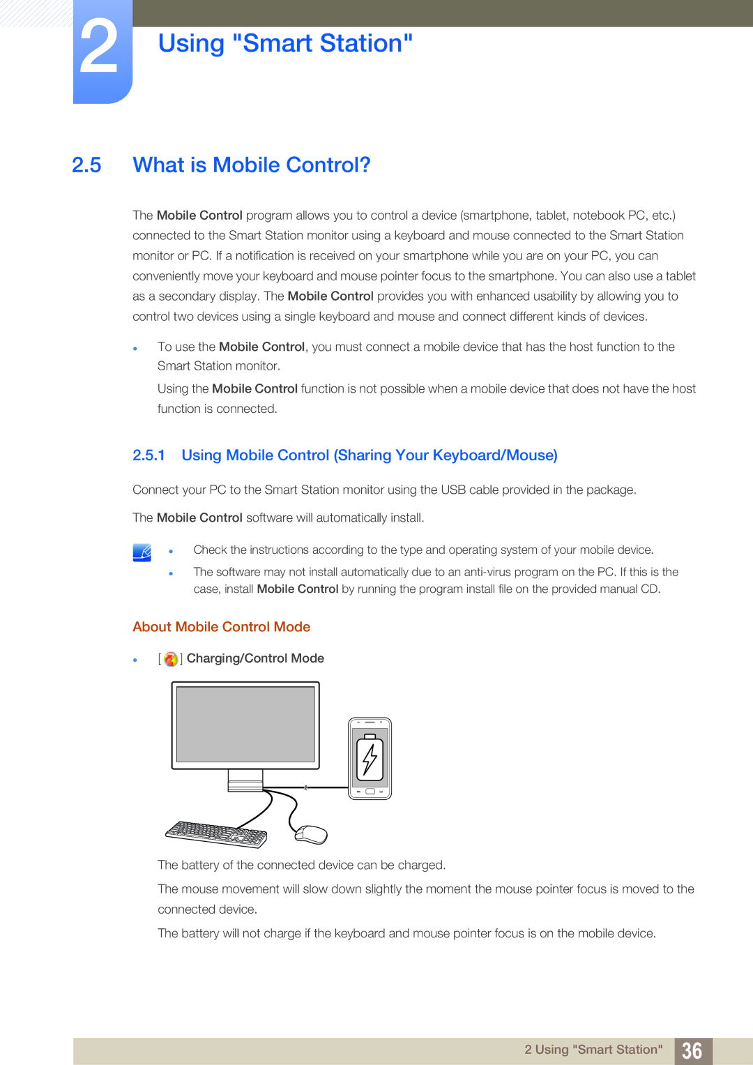 Samsung LC22B350US/CI What is Mobile Control?, Using Mobile Control Sharing Your Keyboard/Mouse, About Mobile Control Mode 