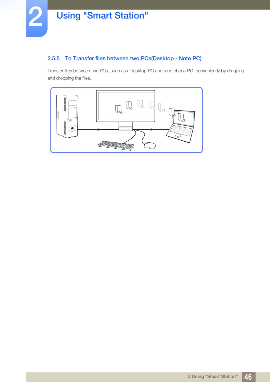 Samsung LC22B350US/CI manual To Transfer files between two PCsDesktop Note PC 