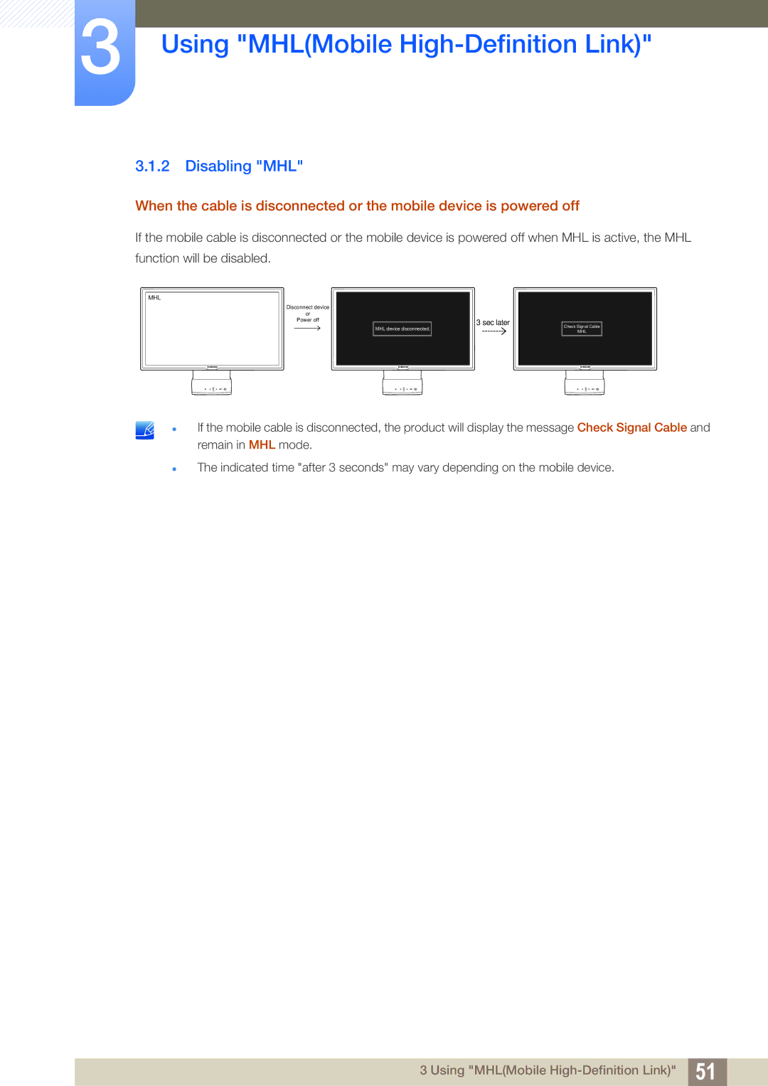 Samsung LC22B350US/CI manual Disabling MHL 