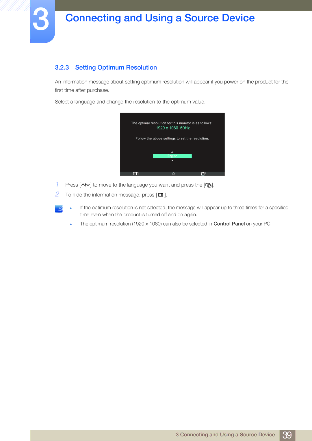 Samsung LC23A550US/NG, LC27A550US/ZN, LC23A550US/ZN manual Setting Optimum Resolution 