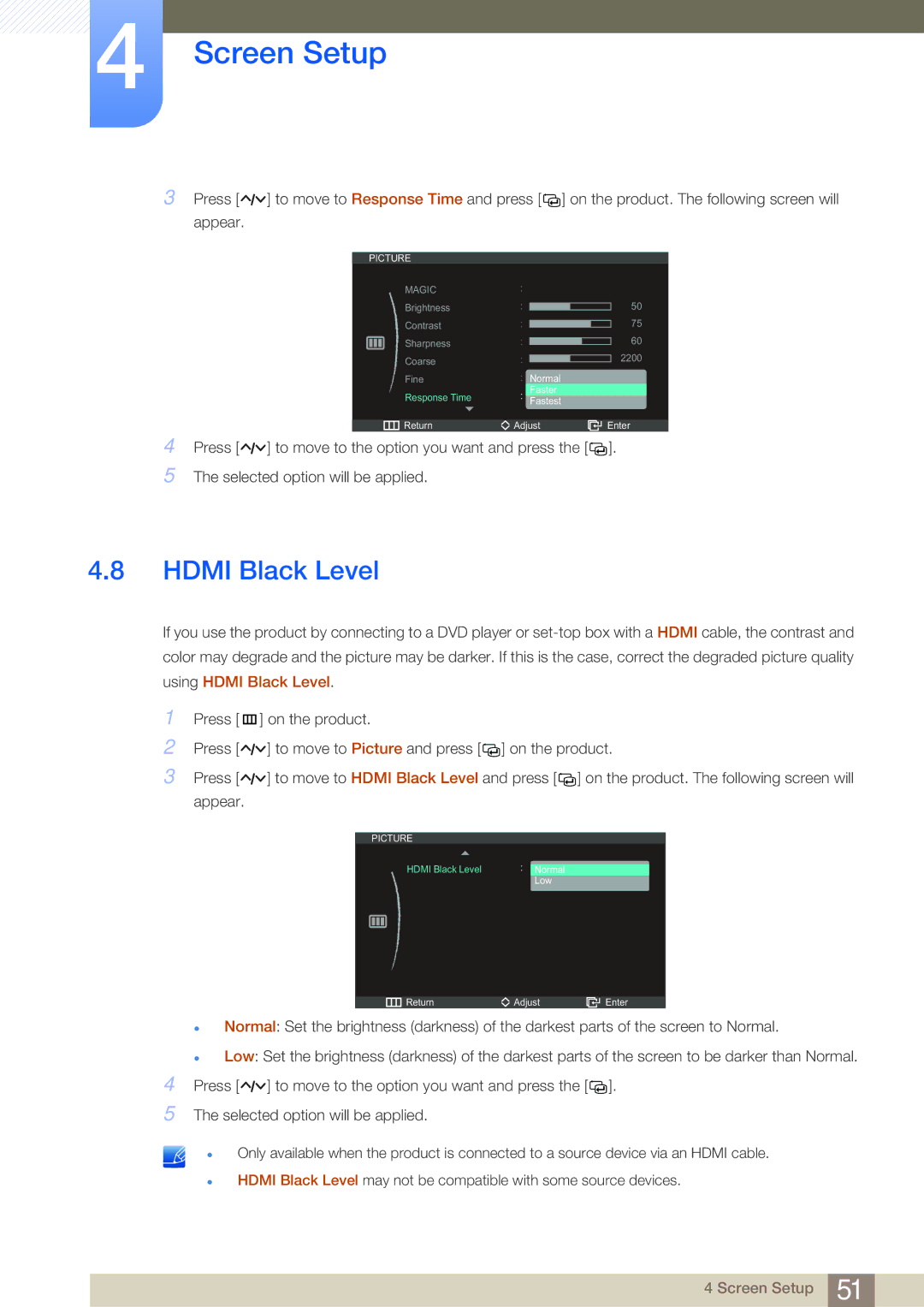 Samsung LC23A550US/NG, LC27A550US/ZN, LC23A550US/ZN manual Hdmi Black Level 