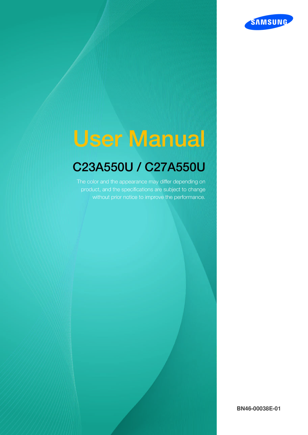 Samsung LC27A550US/EN, LC23A550US/ZA, LC23A550US/EN, LC27A550USSCI, LC23A550USSCI, LC27A550US/CI manual C23A550U / C27A550U 