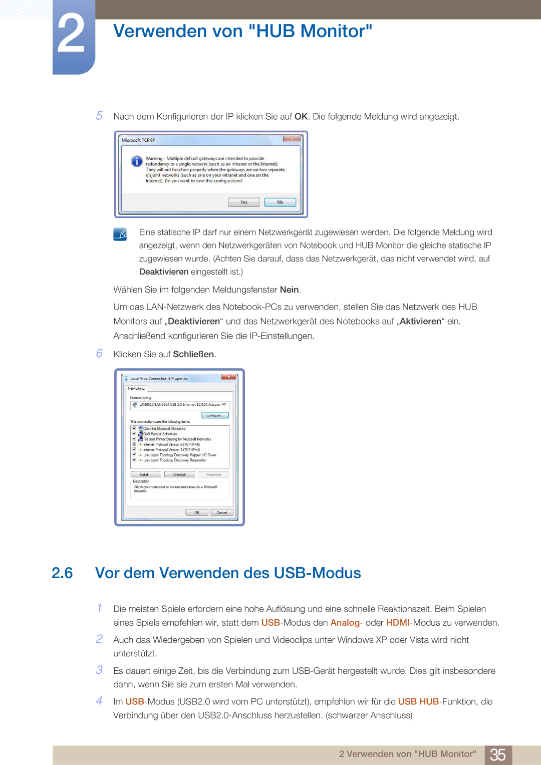 Samsung LC23A550US/EN, LC23A550US/ZA, LC27A550US/EN manual Vor dem Verwenden des USB-Modus 