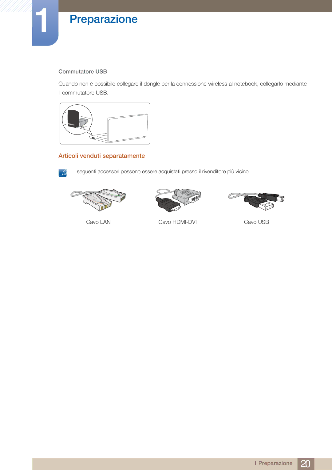 Samsung LC23A750XS/EN, LC27A750XS/EN manual Articoli venduti separatamente, Commutatore USB 