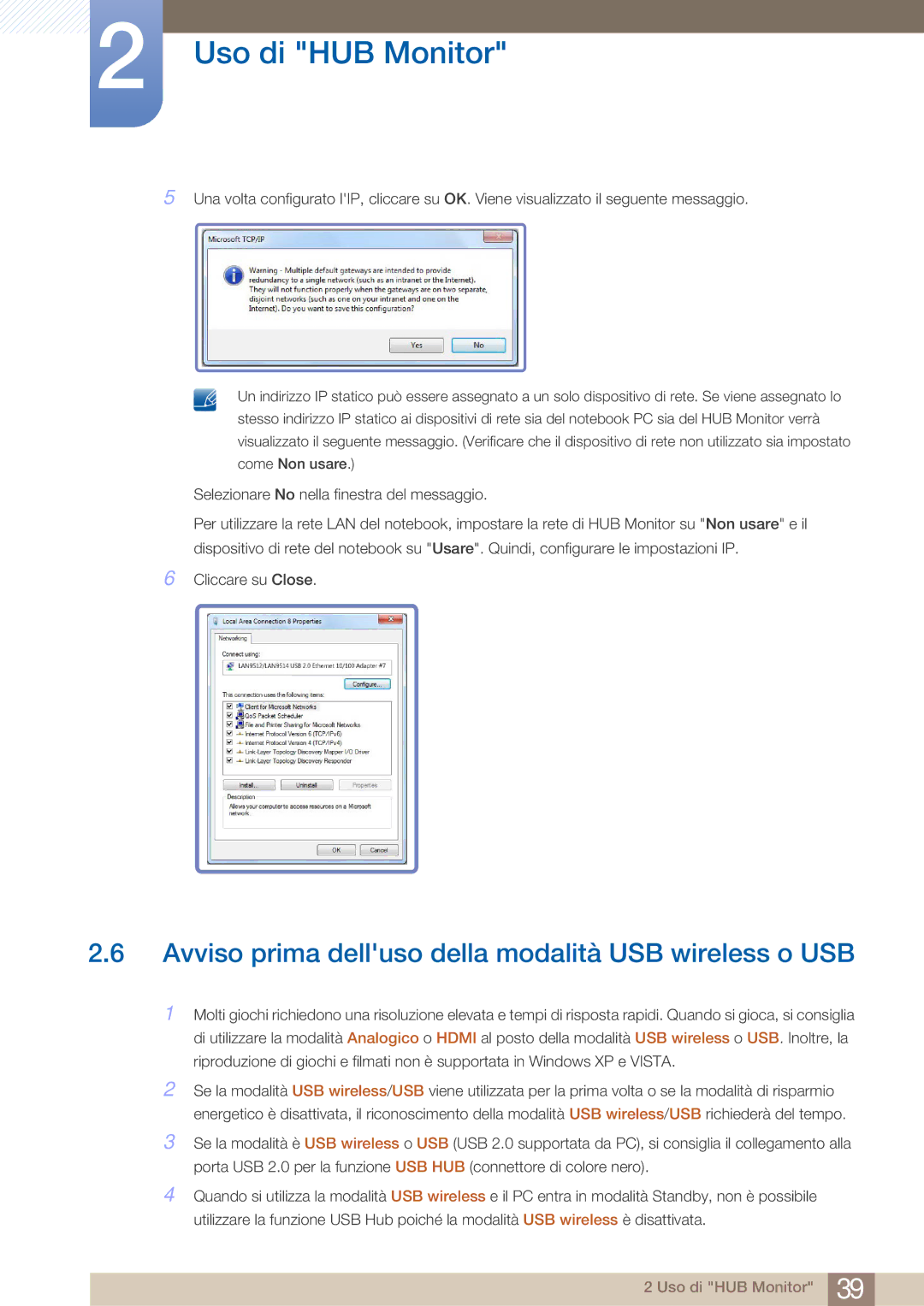 Samsung LC27A750XS/EN, LC23A750XS/EN manual Avviso prima delluso della modalità USB wireless o USB 