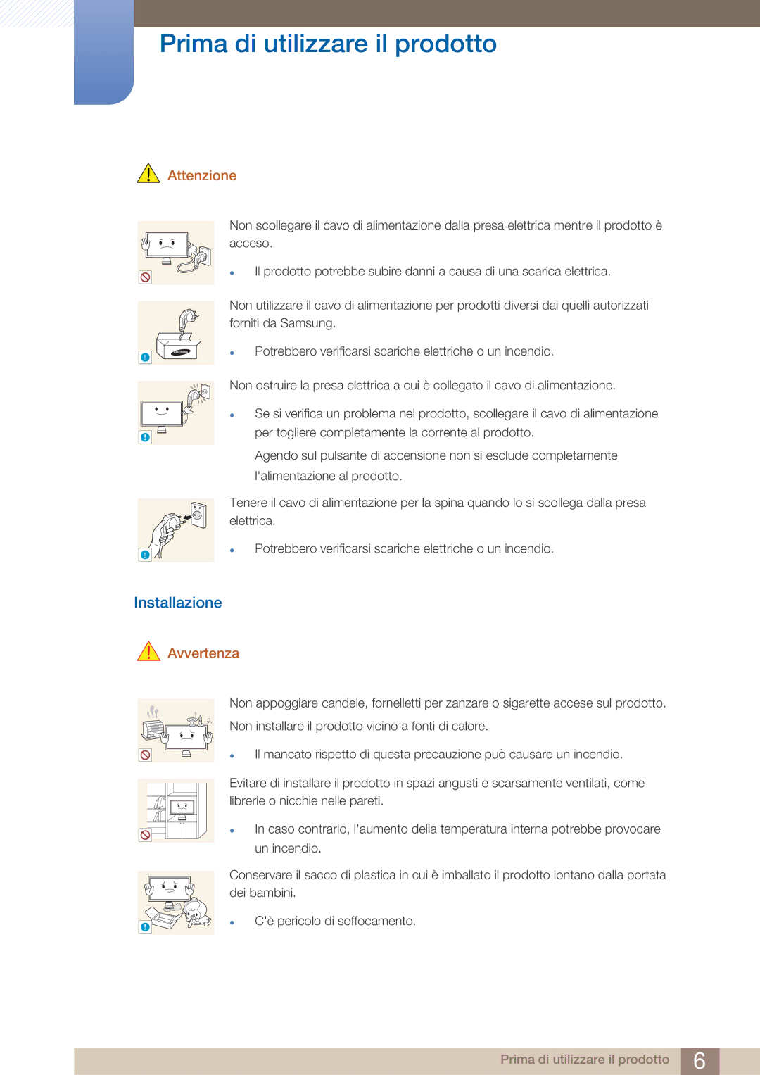 Samsung LC23A750XS/EN, LC27A750XS/EN manual Installazione, Attenzione 