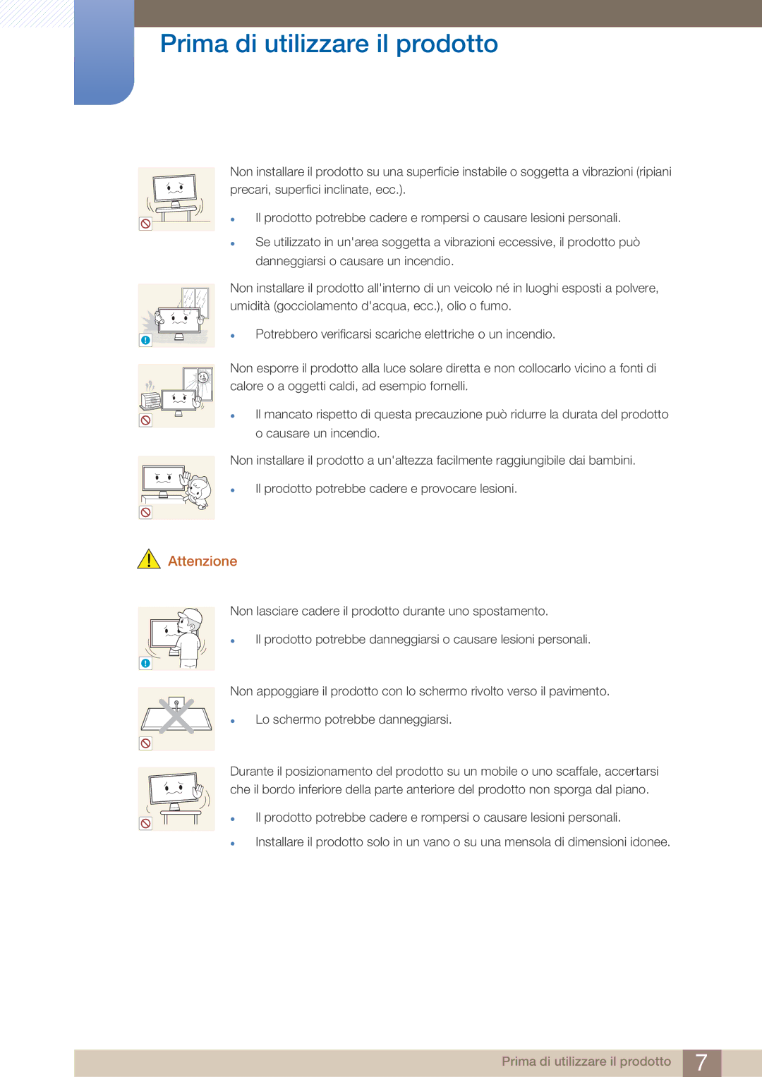 Samsung LC27A750XS/EN, LC23A750XS/EN manual Potrebbero verificarsi scariche elettriche o un incendio 