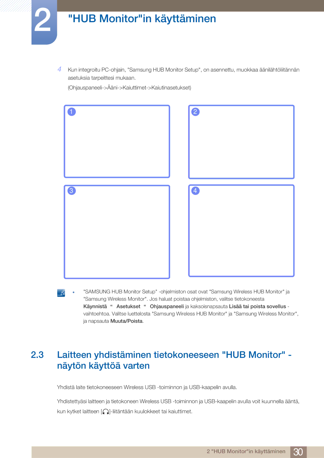 Samsung LC23A750XS/EN, LC27A750XS/EN manual HUB Monitorin käyttäminen 