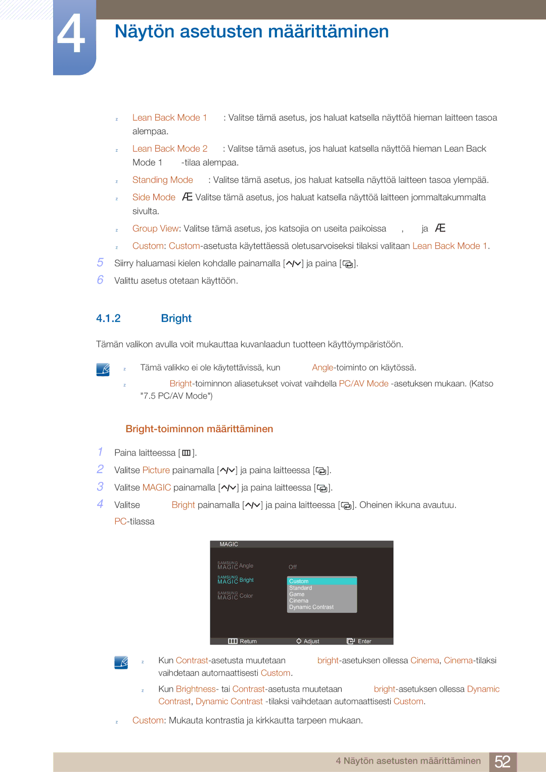 Samsung LC23A750XS/EN, LC27A750XS/EN manual Bright-toiminnon määrittäminen 