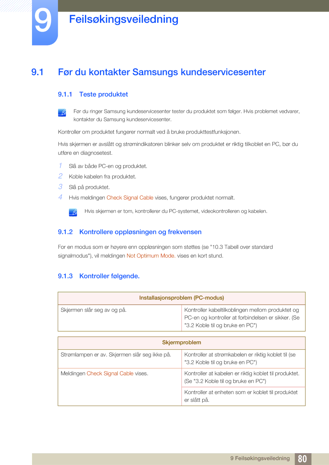 Samsung LC23A750XS/EN, LC27A750XS/EN Feilsøkingsveiledning, Før du kontakter Samsungs kundeservicesenter, Teste produktet 