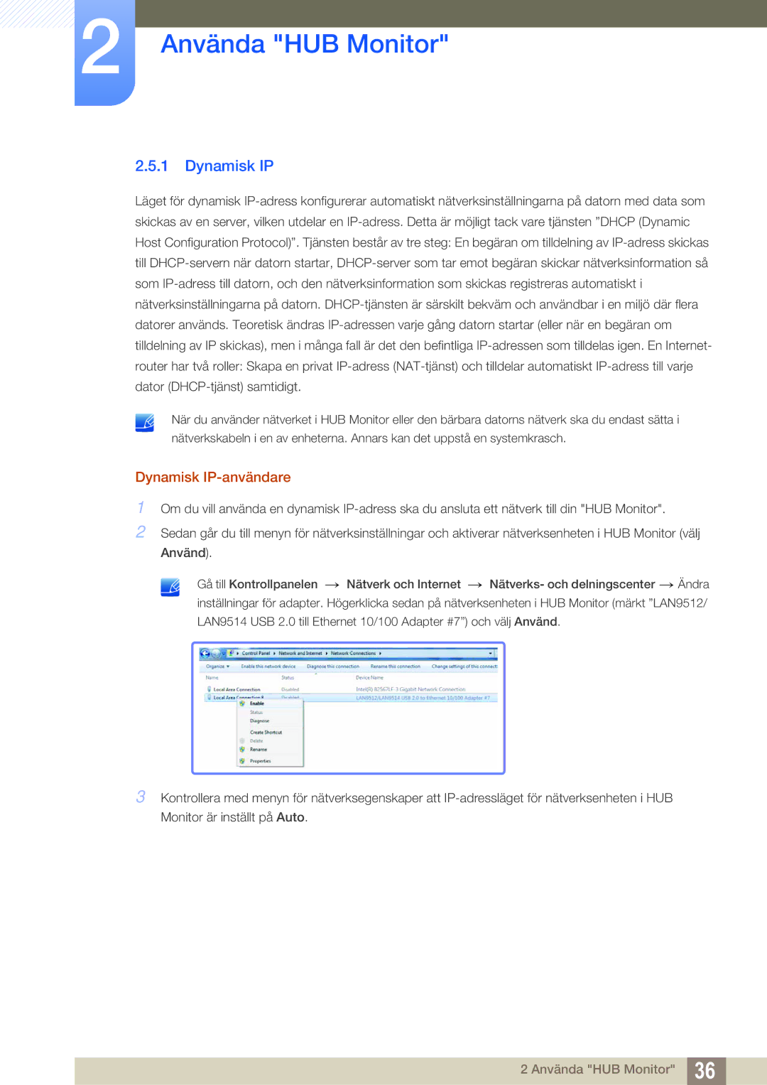 Samsung LC23A750XS/EN, LC27A750XS/EN manual Dynamisk IP-användare 