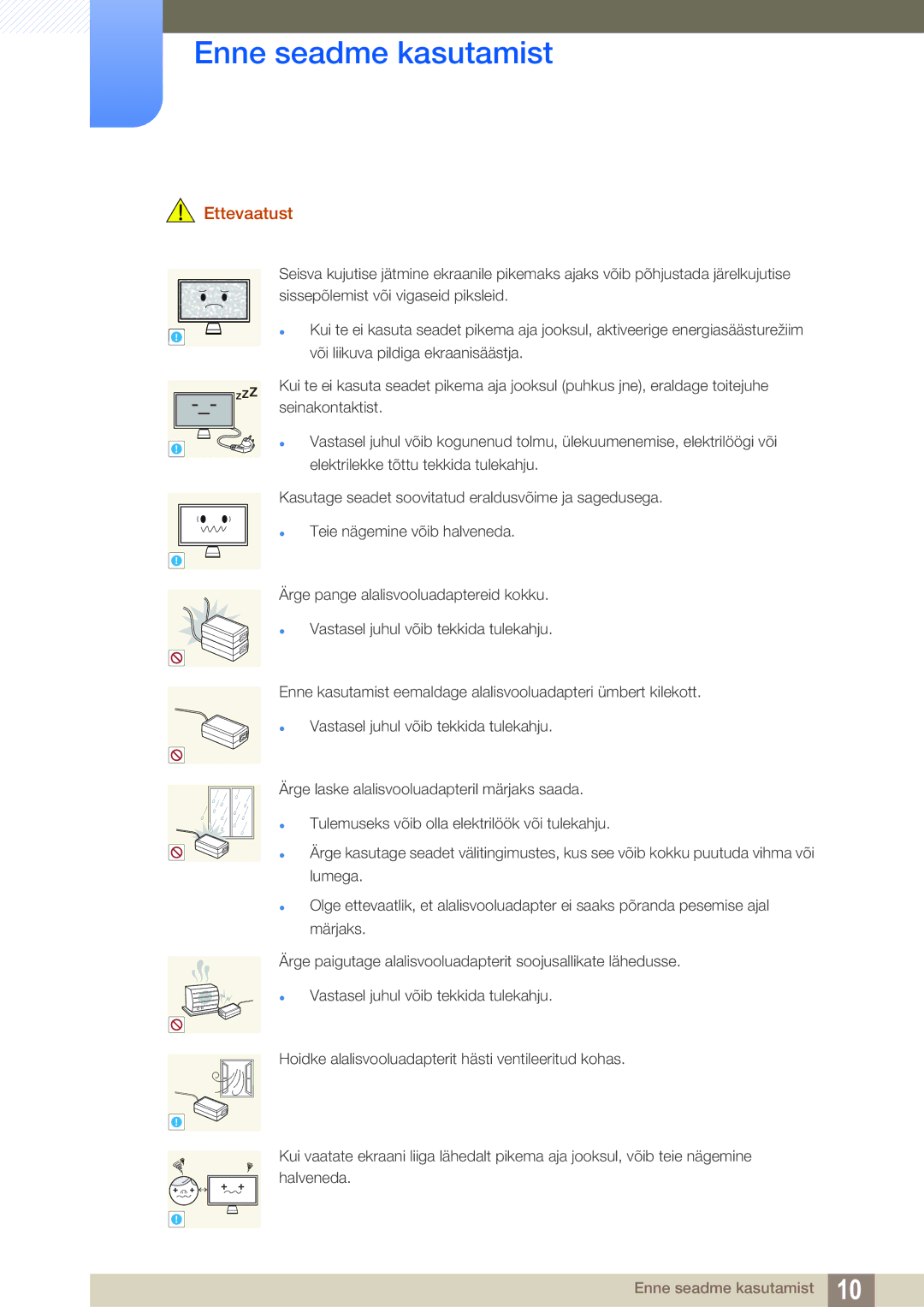 Samsung LC23A750XS/EN manual Ettevaatust 