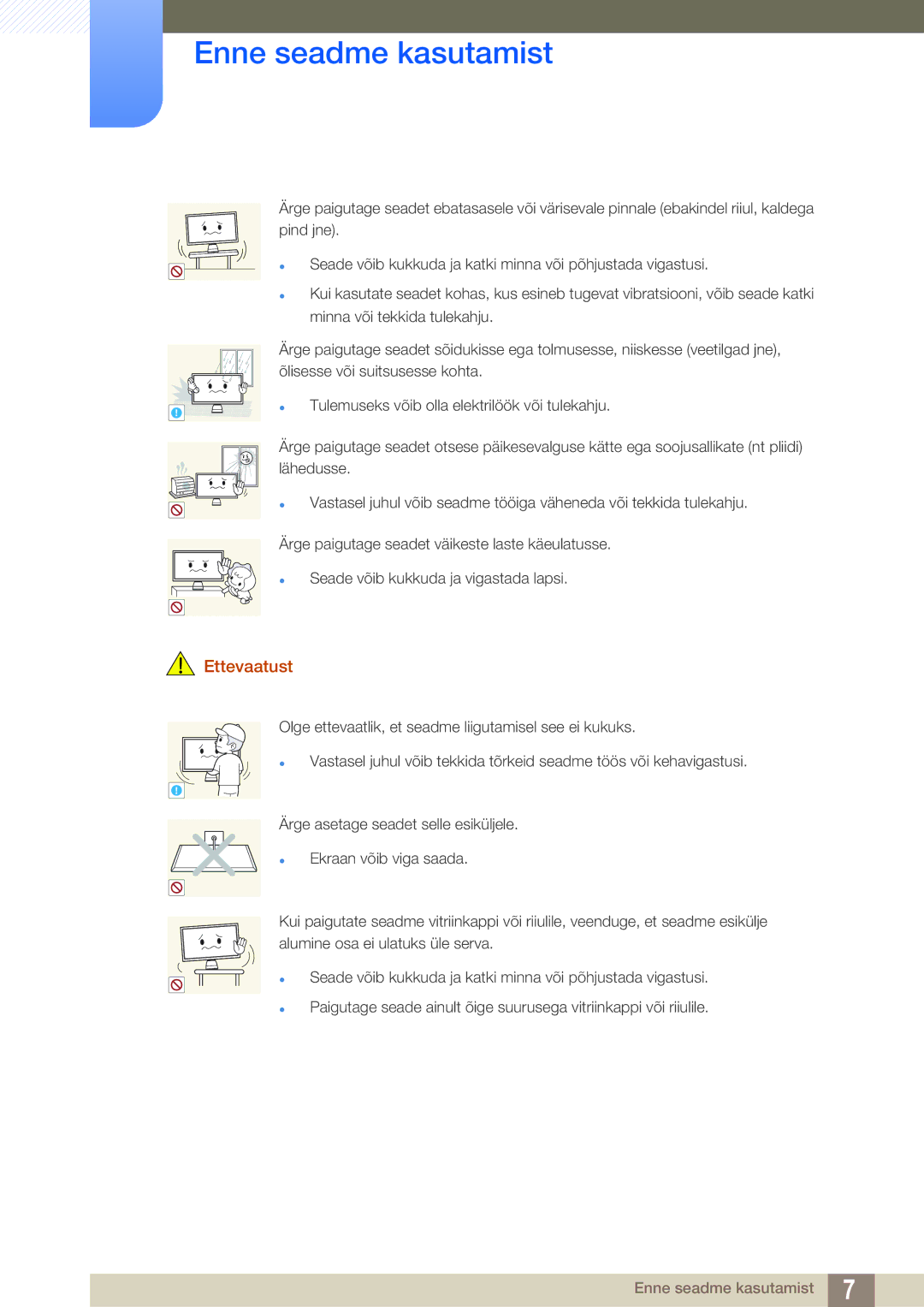 Samsung LC23A750XS/EN manual Tulemuseks võib olla elektrilöök või tulekahju 