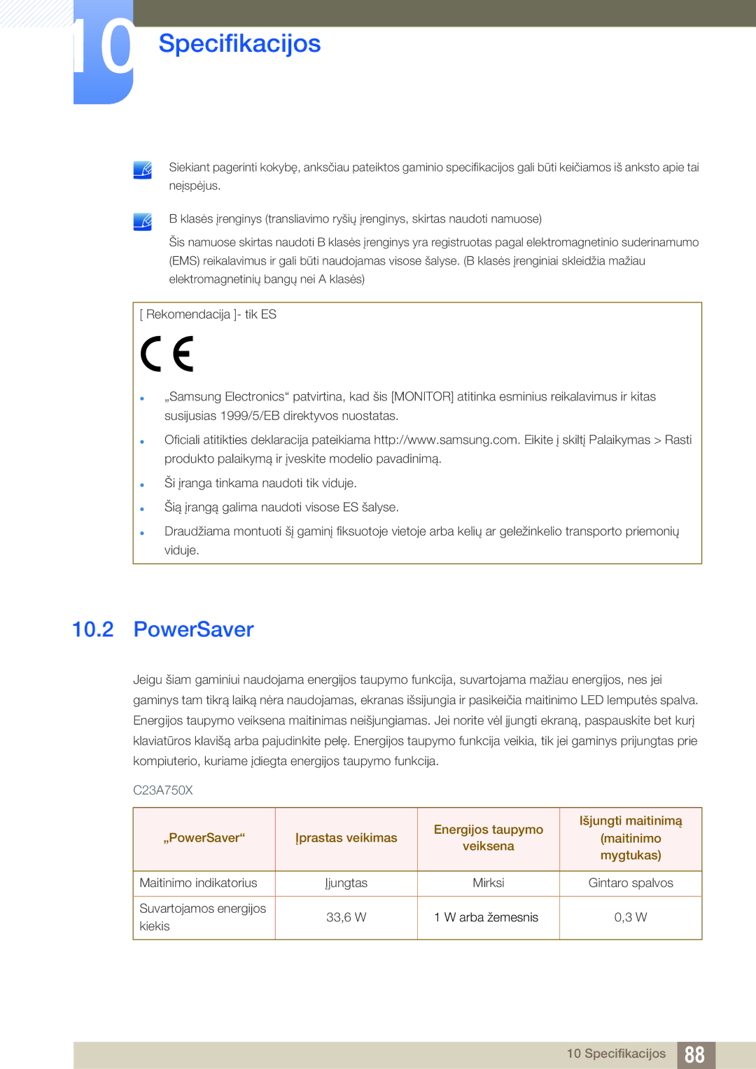 Samsung LC23A750XS/EN manual PowerSaver 