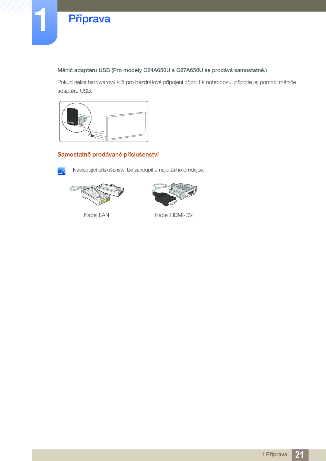 Samsung LC24A650XS/XK, LC24A650XS/EN manual Samostatně prodávané příslušenství 